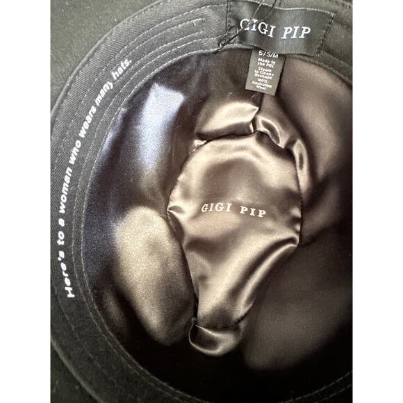 GIGI PIP Scottie Wide Brim Fedora Hat Black NEW Size 57 S/M main image 14